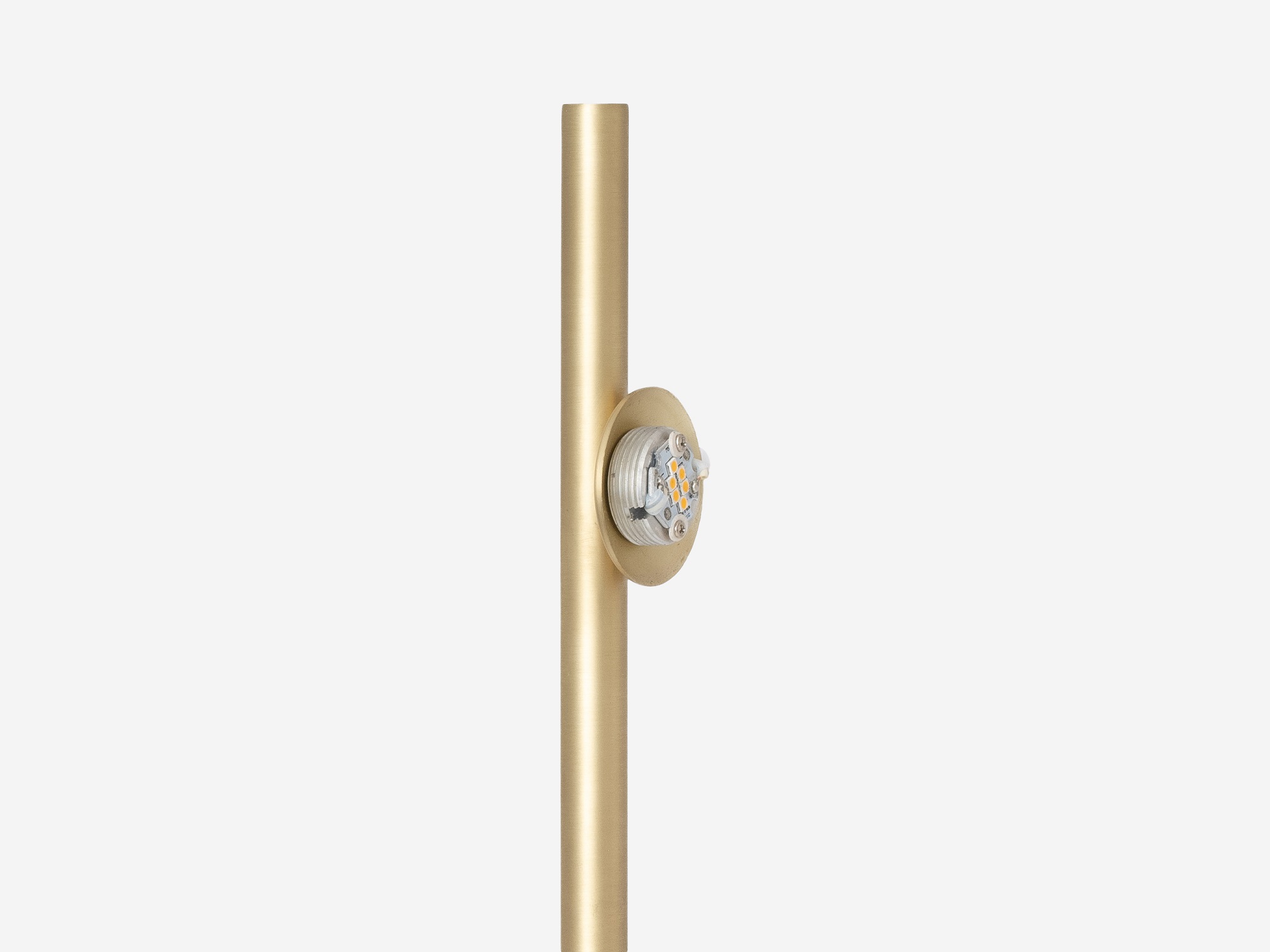 detail view of the eq3 brass stem table lamp without the cover